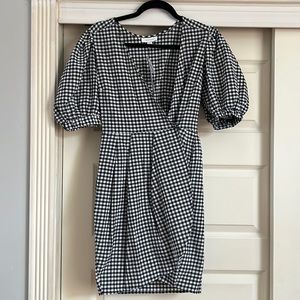 NWT Topshop Puff Sleeve Gingham Wrap Dress